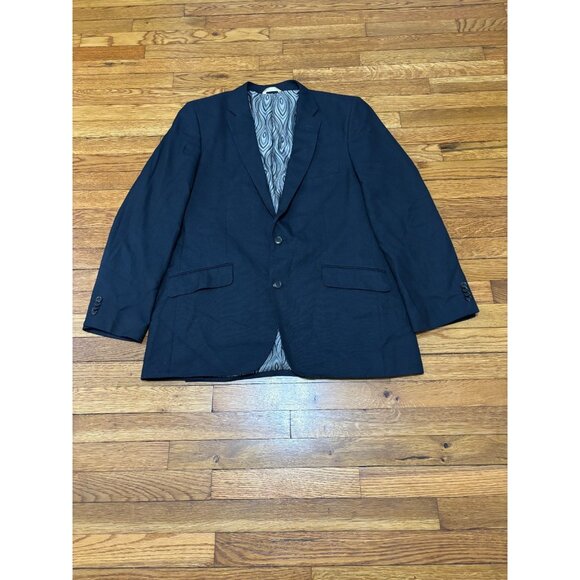 Haggar Mens Blazer Jacket Sz 44L Navy Blue 2 Button Polyester Rayon Sport Coat - Picture 1 of 7
